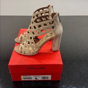 Donald J. Pliner Karri Women's Beige/Gold Strappy Heels 8.5